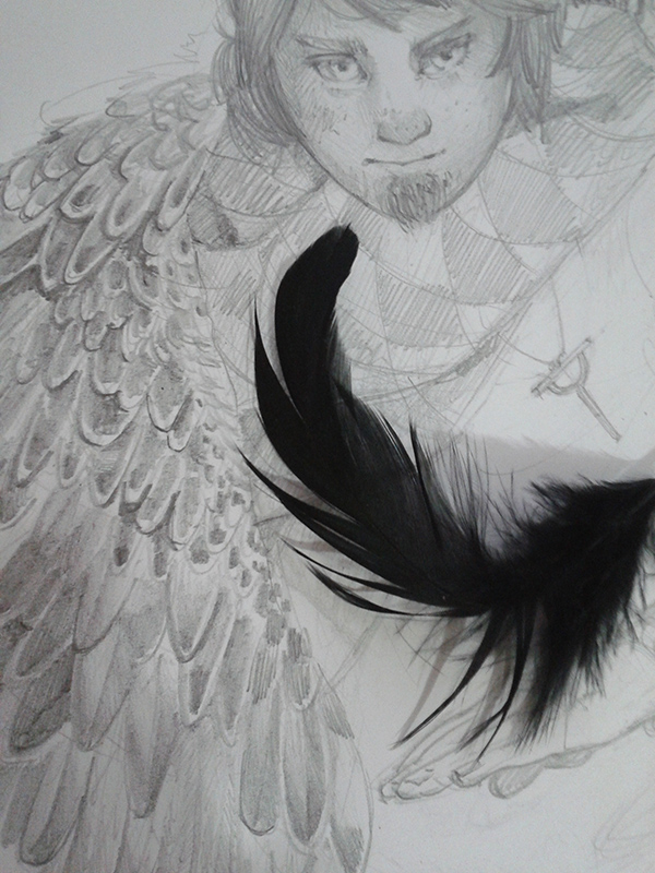 anebarone ignici wip drawing pencil traditional feather