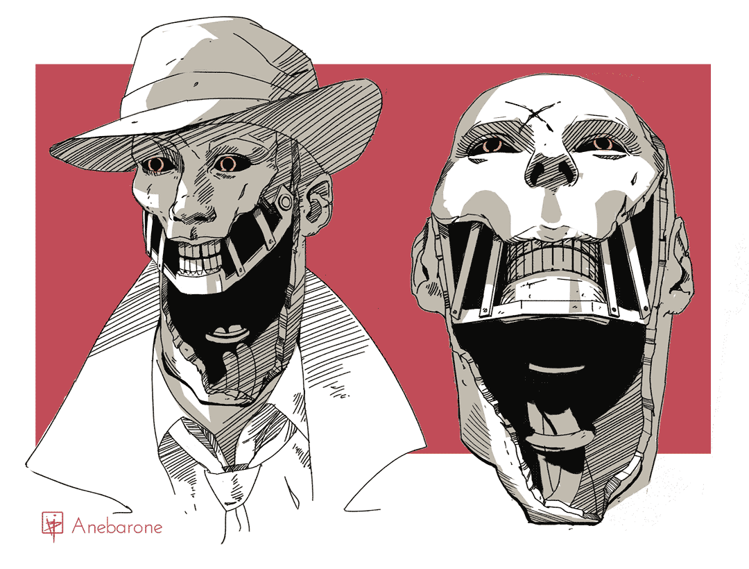 Nick valentine with exposed face frames.