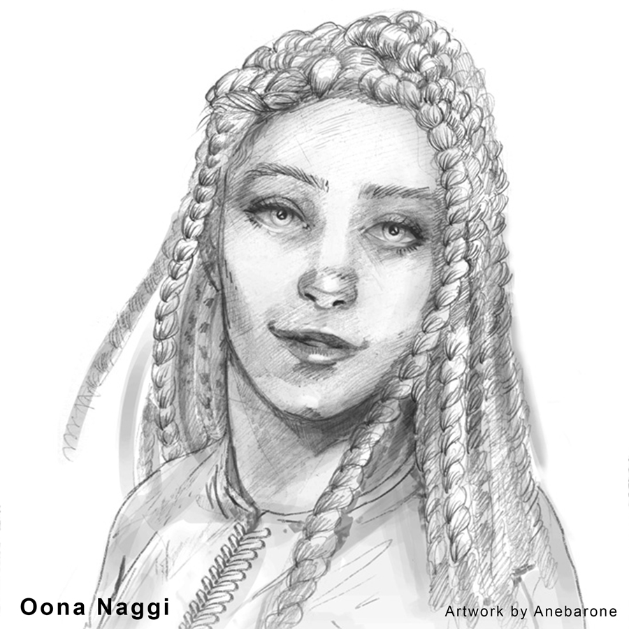 Pencil drawing of a woman with dreads.