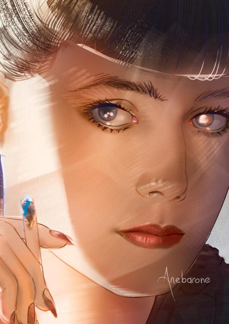 Close-up of Rachael's face